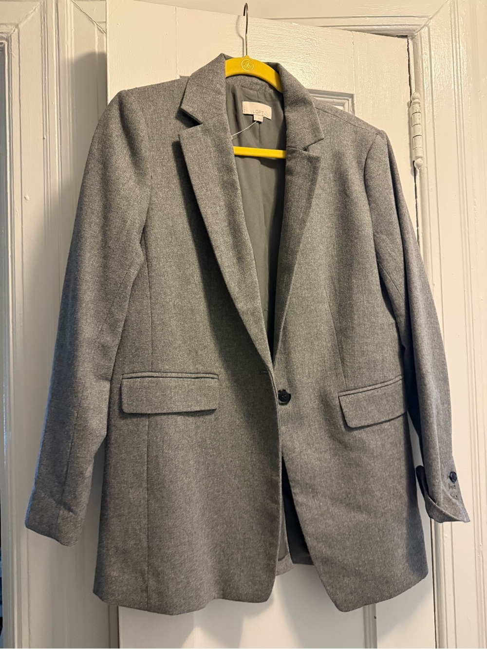 LOFT Gray Single-Button Tailored Blazer